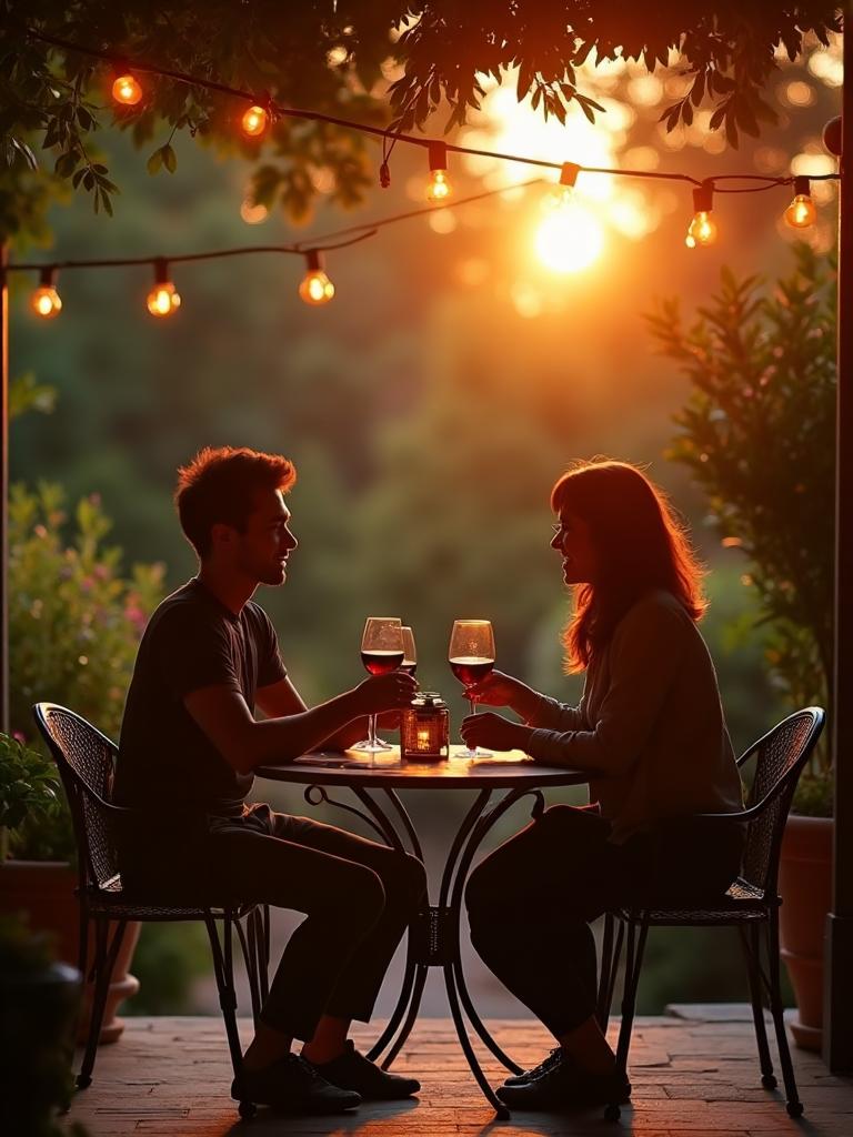 Couple sitting on patio set
