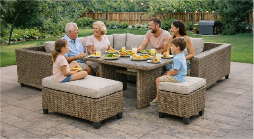 The asher patio set with family